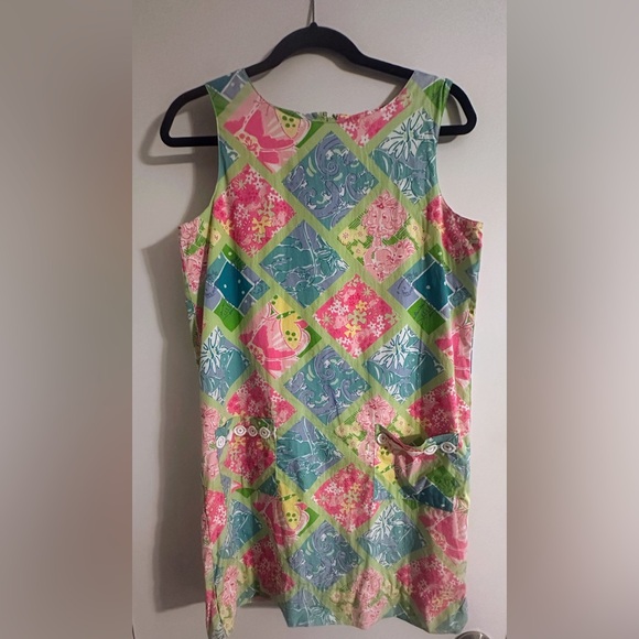 Lilly Pulitzer Patchwork Print Shift Dress Size 6 Sleeveless Cotton Summer - Picture 9 of 9